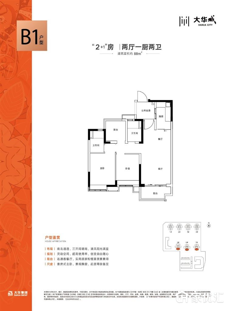 大华城东郡 --建面 88.00㎡;