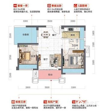 长虹华悦府--建面 75.00㎡;