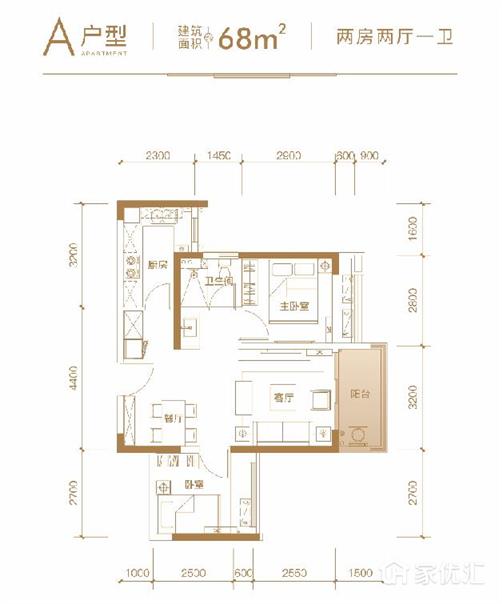 中洲河谷花园--建面 68.00㎡;