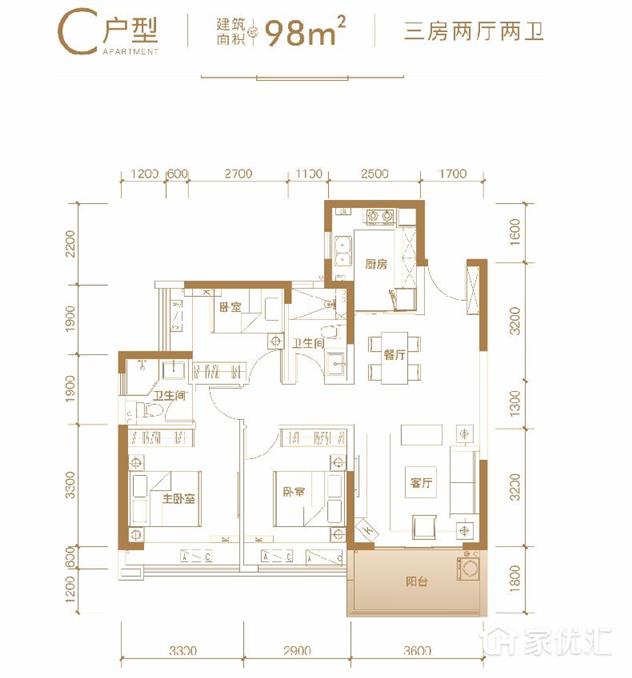 中洲河谷花园--建面 98.00㎡;