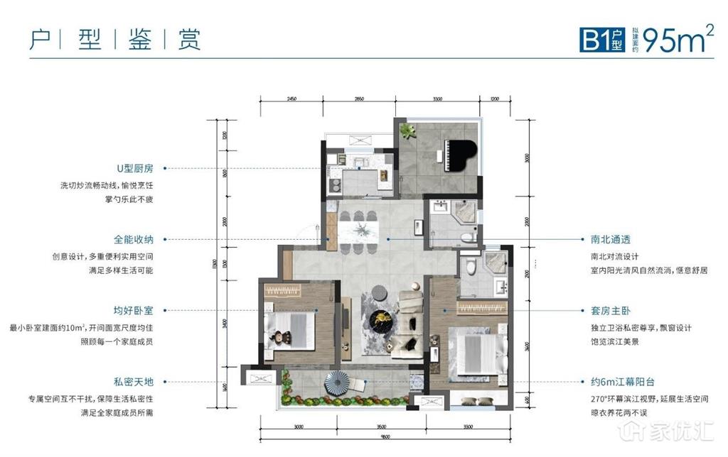 旭辉华宇·东江公元--建面 95.00㎡;